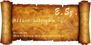 Bilicz Szironka névjegykártya